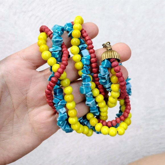 NWOT Multi-layer Beaded Stone Boho Necklace - Picture 4 of 5